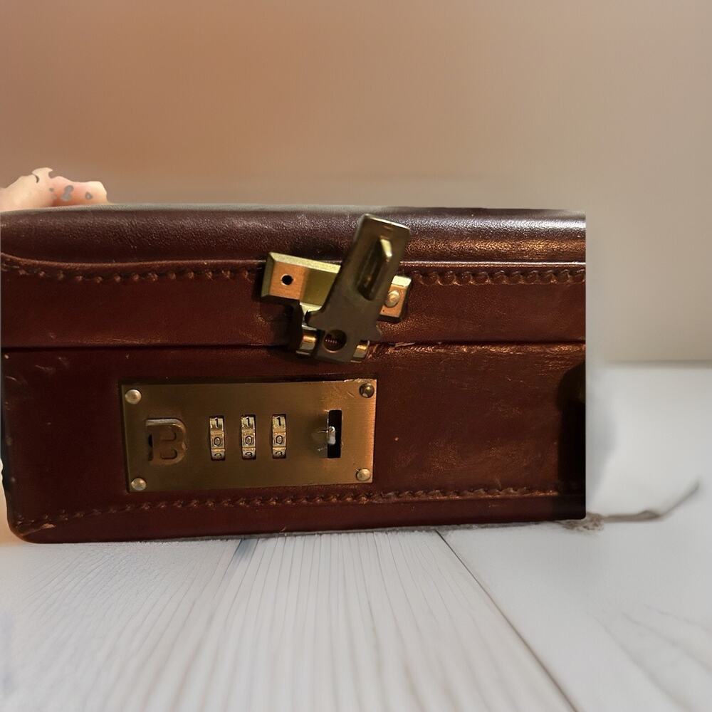 Vintage Bally Leather Briefcase Locking Hard Case Brown Monogram HIH - Picture 8 of 16